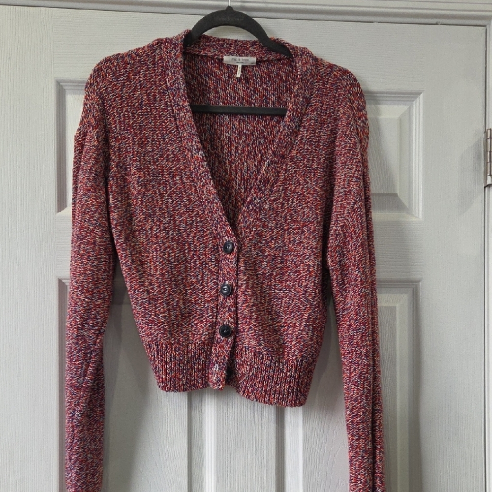rag & bone Marled Burgundy Cardigan Sweater